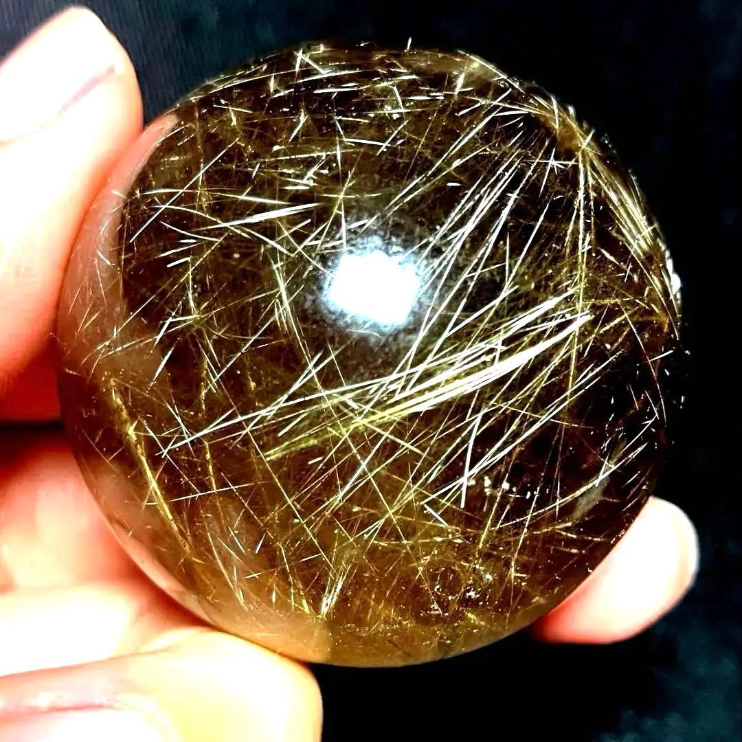 超絶綺麗✨45mm ゴールドルチルクォーツ　丸玉　スフィア　金針水晶