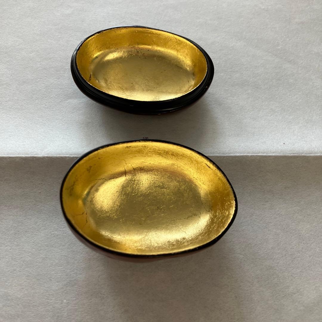 茶道具　乾漆　栗香合　畦地粒俵　造　内側全面金箔貼り　共箱　S73KG