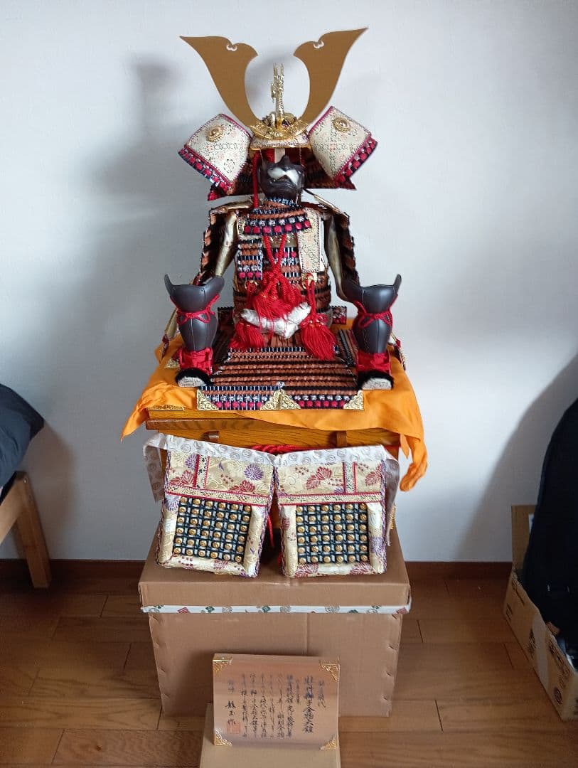 端午の節句大型サイズ全長９８センチサイズ鎌倉時代作風昭和後期鎧兜飾り置物