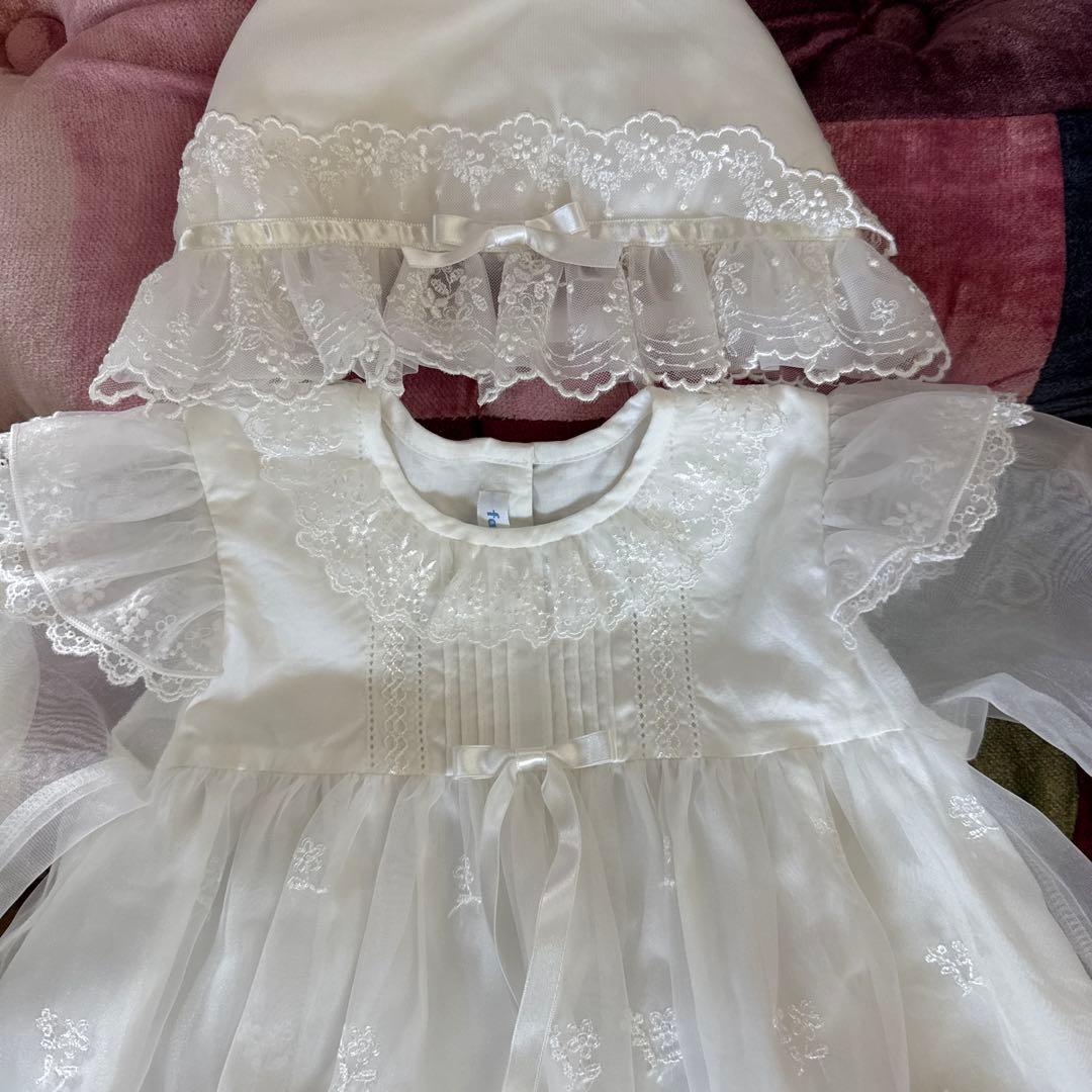 ファミリア　ベビードレス　セレモニードレス　帽子と肌着付き　50