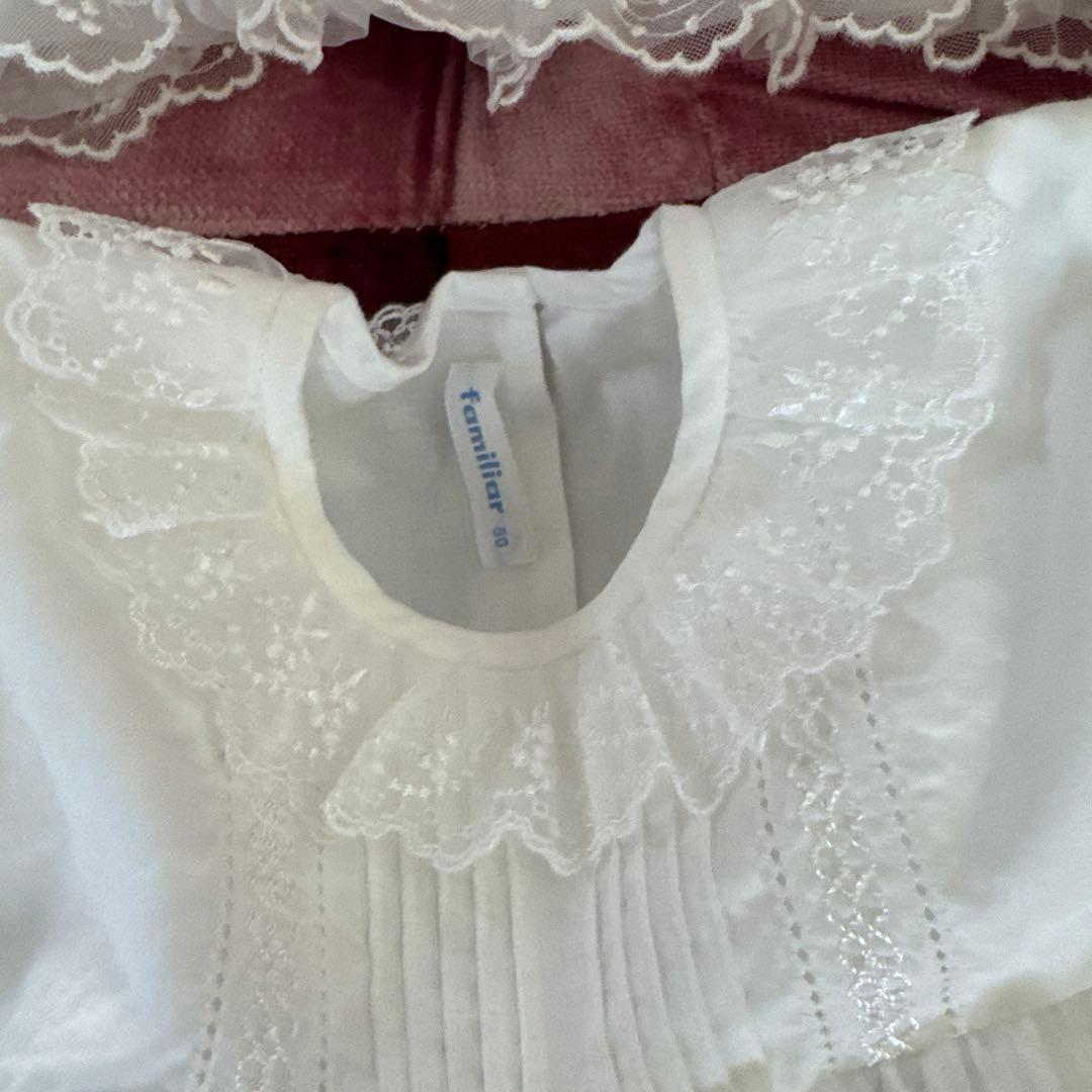 ファミリア　ベビードレス　セレモニードレス　帽子と肌着付き　50