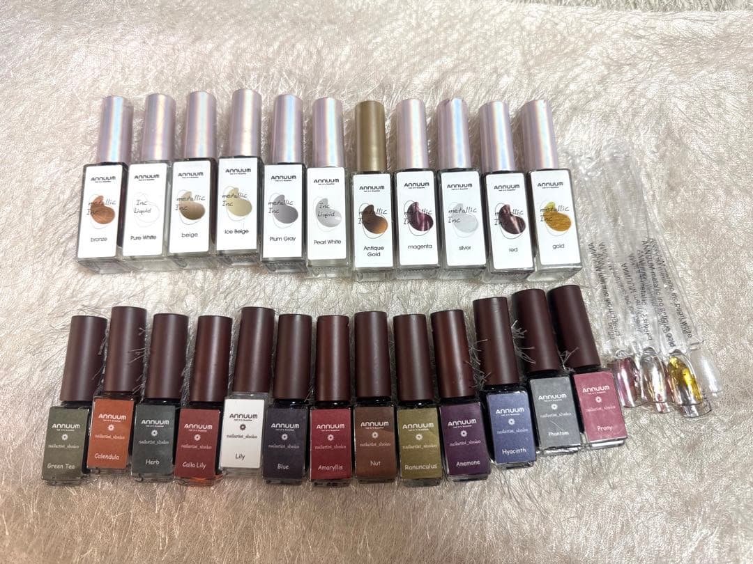 ANNUUM インクセット24色セットネイルアートニュアンスメタリックホワイト