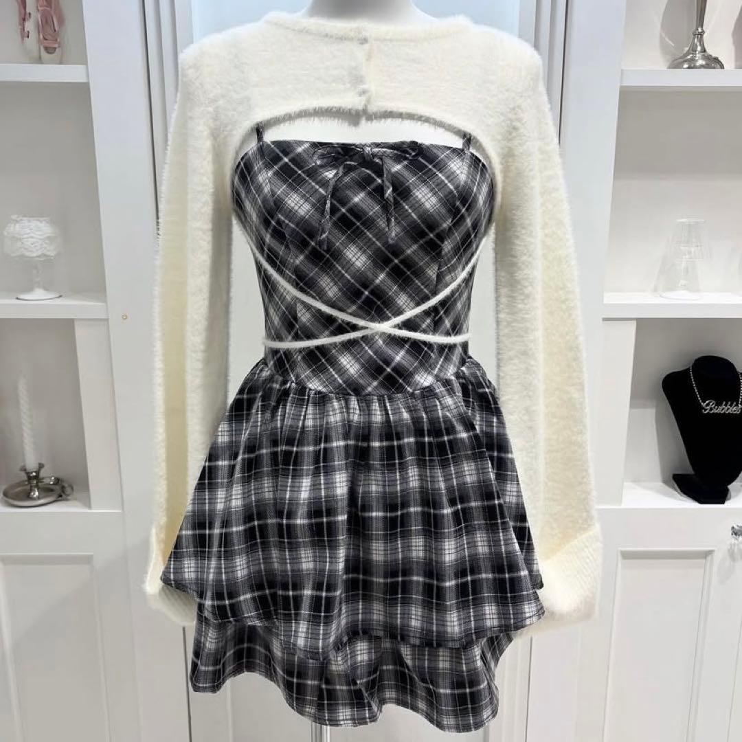 BUBBLES バブルス オープンネックギャザーワンピース