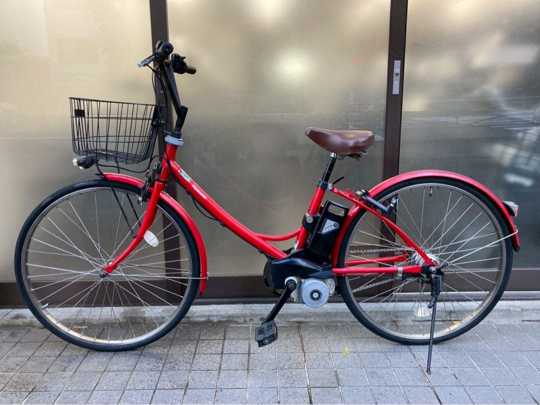 中古電動自転車 パナソニック エーガールズ 26インチ レッド 横浜 №3432