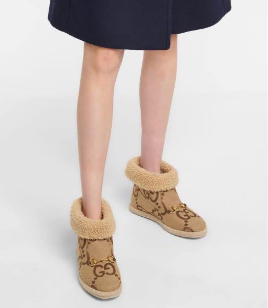 GUCCI GG柄 ホースビットウール アンクルブーツ 34