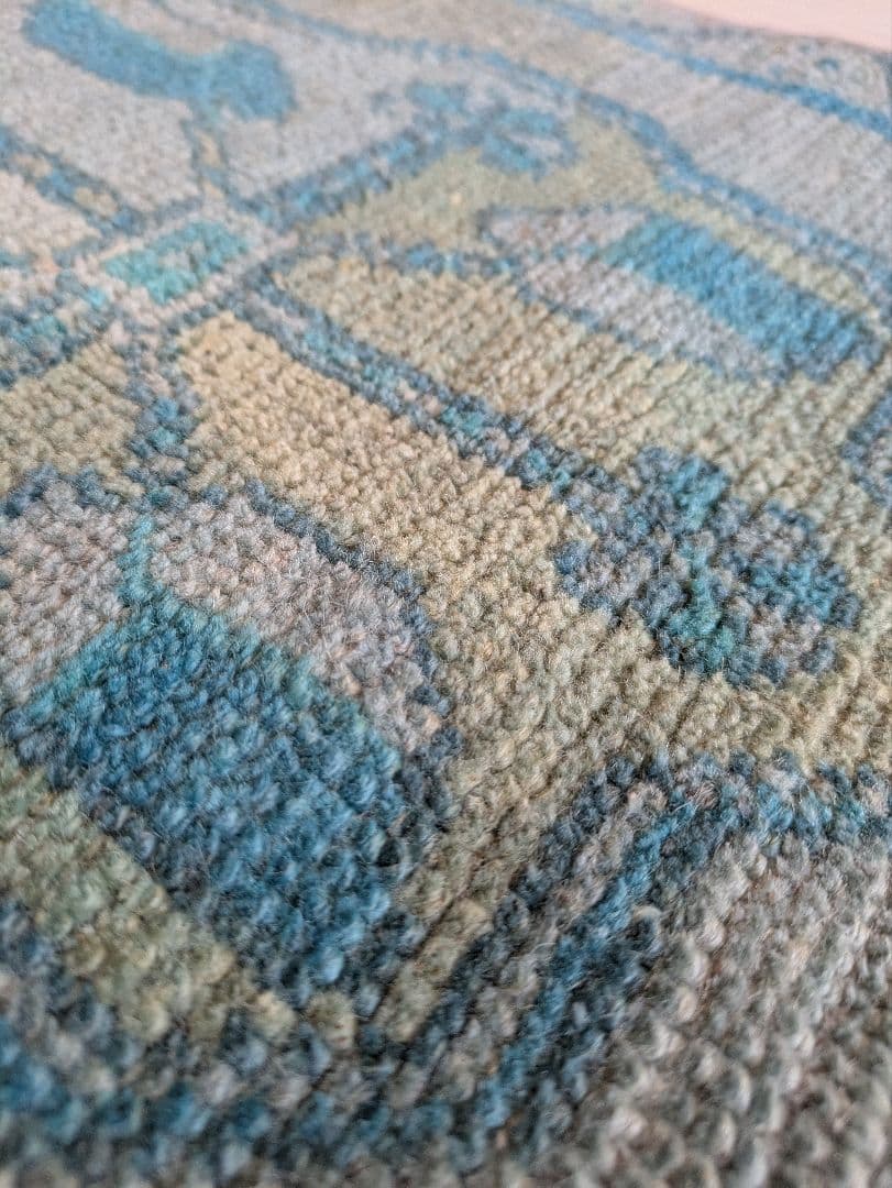 43×107 ヴィンテージトルコブルーメダリオン　トルコラグ　ミニサイズ