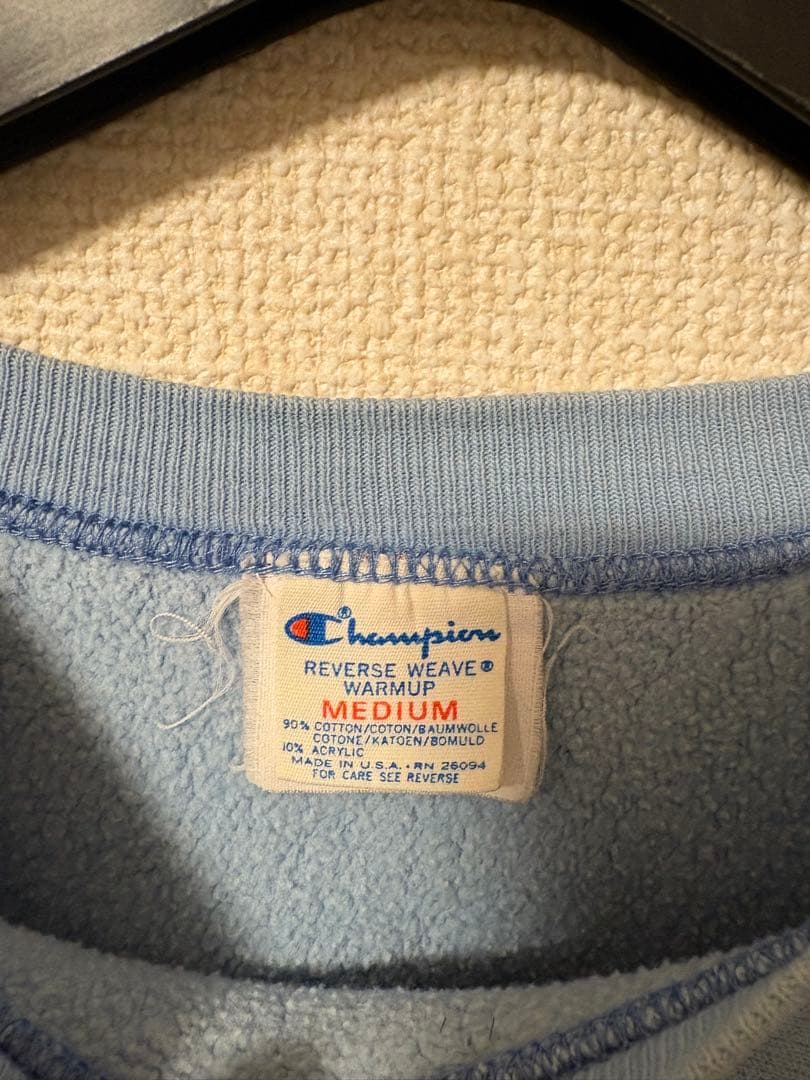 M 激レア 80s トリコタグ 水色 三段 リバースウィーブ チャンピオン