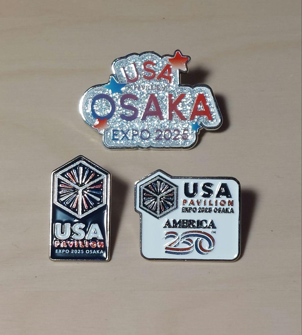 超激レア非売品 万博2025 アメリカ館　ピンバッジ3個セット