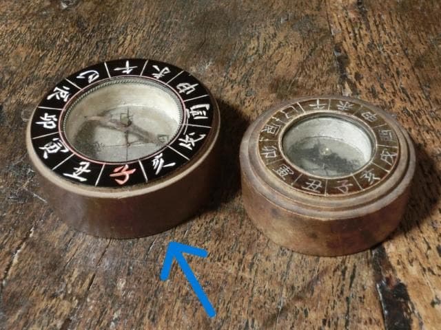 和磁石　方位磁針　木製　コンパス　アンティーク　骨董　江戸　明治　④