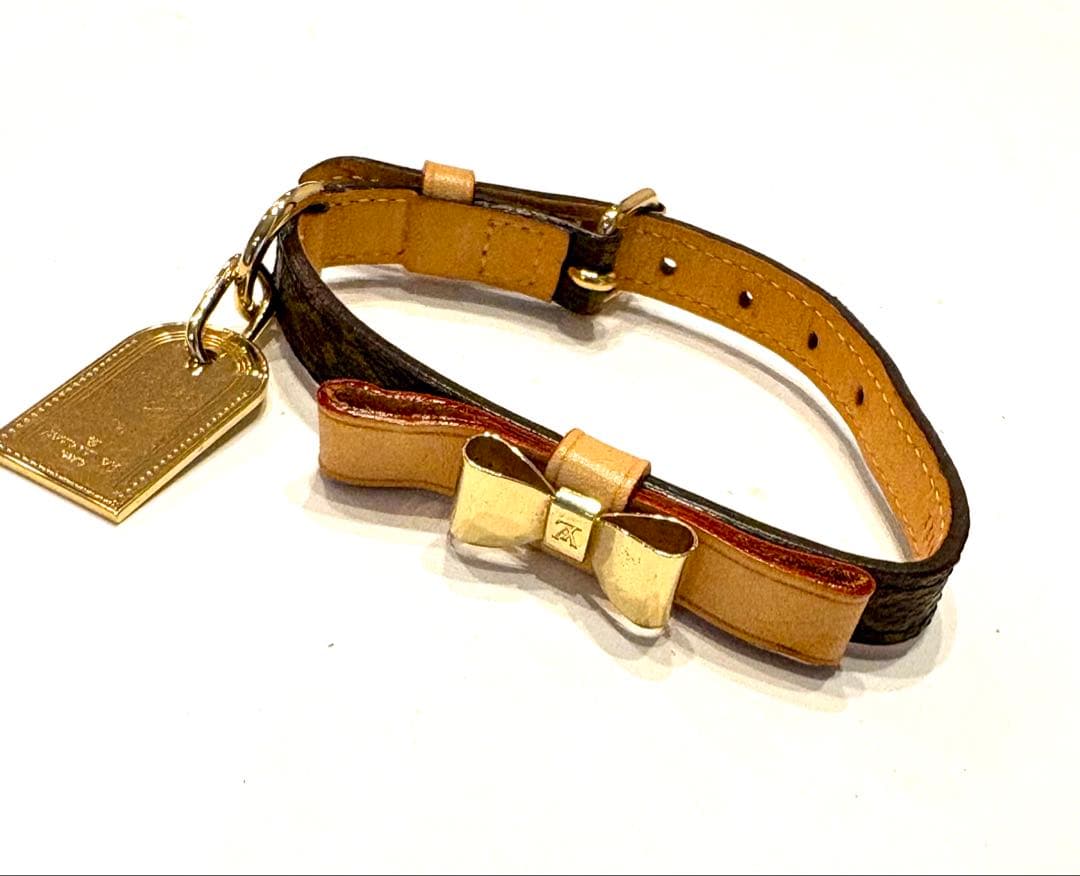 ヴィトン☆首輪　リボン　ドッグチョーカー　モノグラム コリエ・バクスター　XS