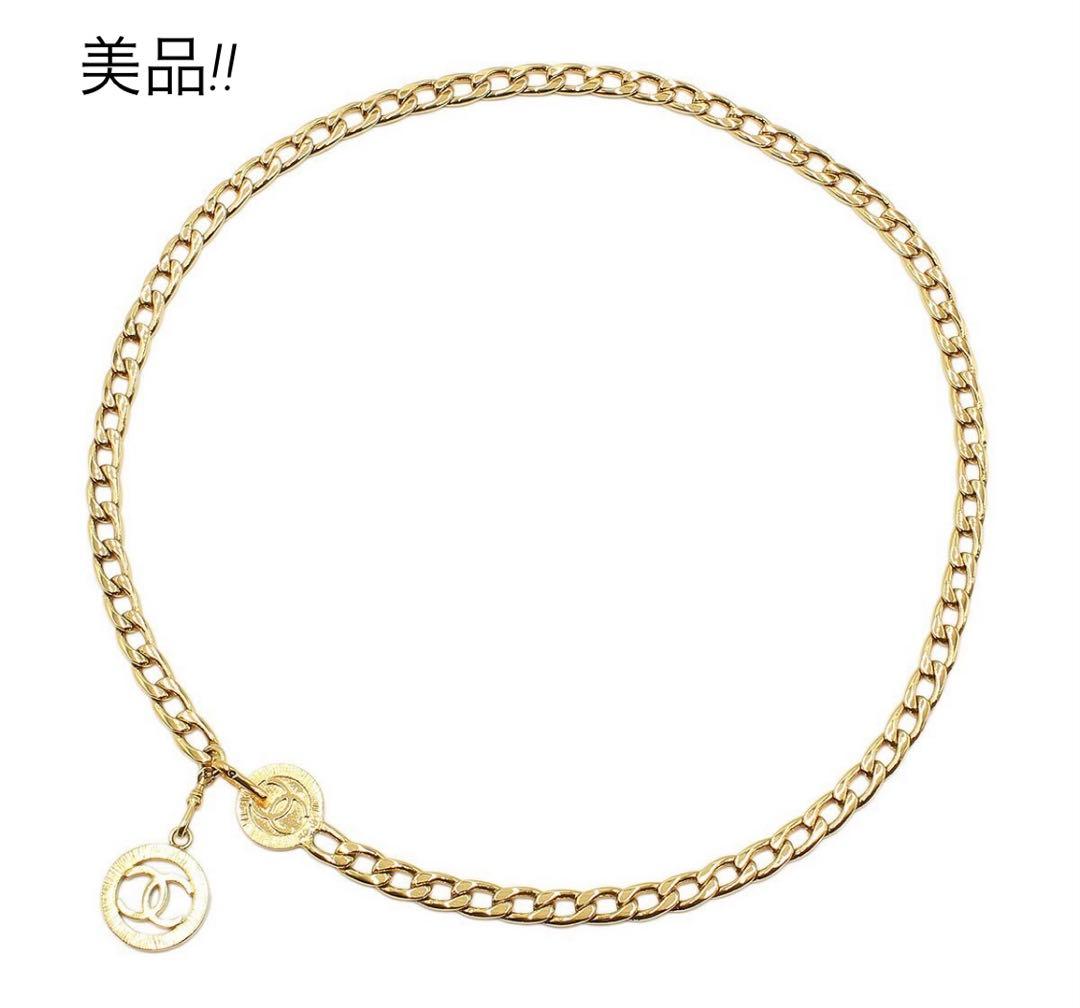 Q2598 美品 シャネル ココマーク シングル チェーンベルト