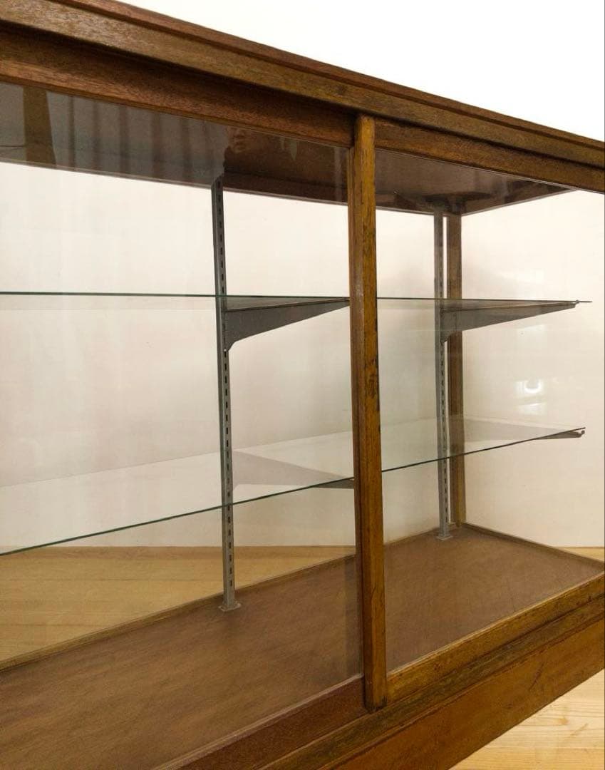 木枠　ガラス　ショーケース　横幅約151㎝　商店　M067　アンティーク　レトロ