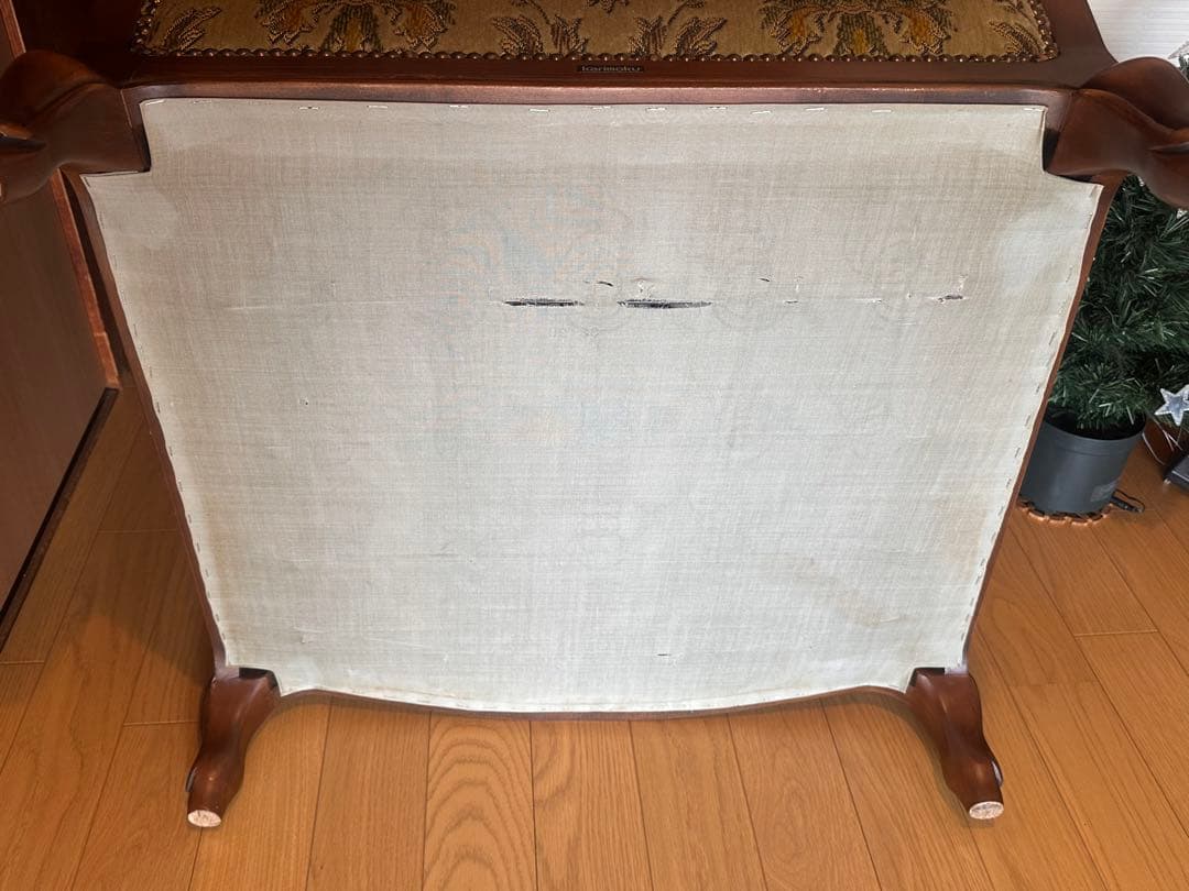 【美品】カリモク シングルソファ インテリア アンティーク 猫脚 1人掛け 椅子