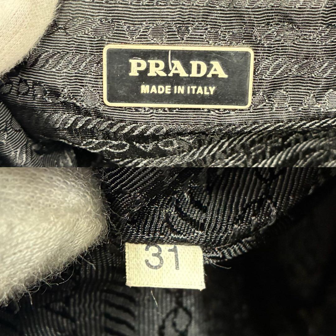 美品 プラダ ショルダーバッグ 三角ロゴ サフィアーノレザー ナイロン ブラック