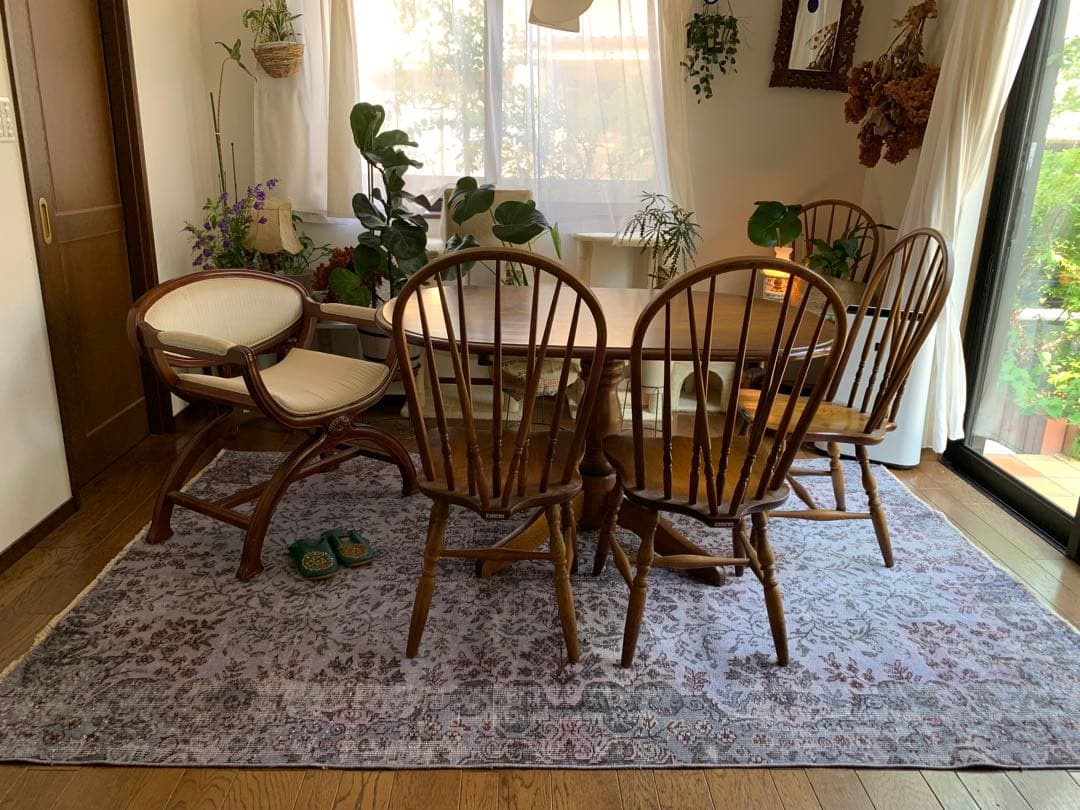 超大判　260×171 オーバーダイ ラベンダー　トルコヴィンテージラグ　グレー