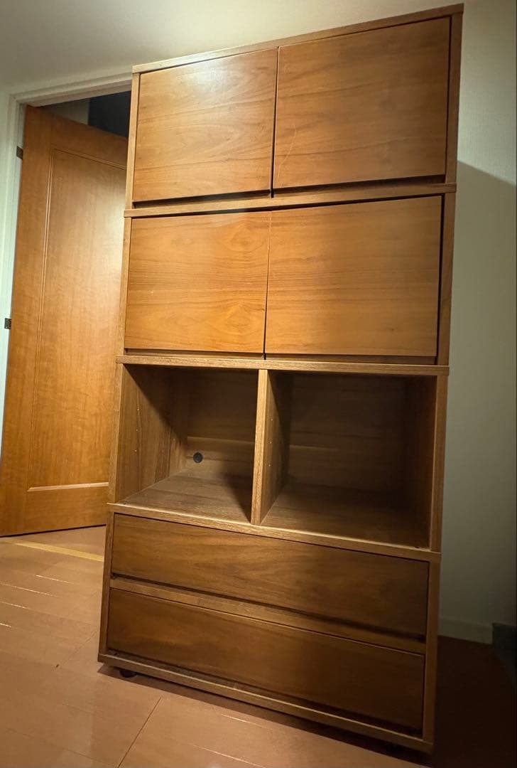 無印良品　スタッキングキャビネット　オーク材　ウォールナット