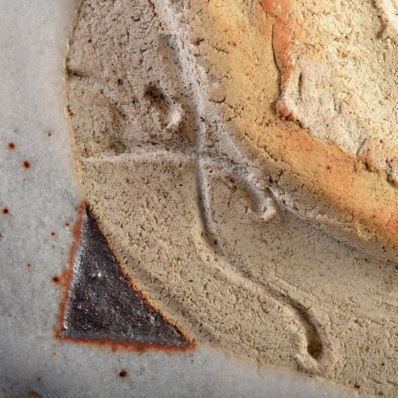 昇　荒川豊蔵　桧垣芦ノ絵鼠志野茶碗　銘朗景即中斎極め箱二重箱　DR8770