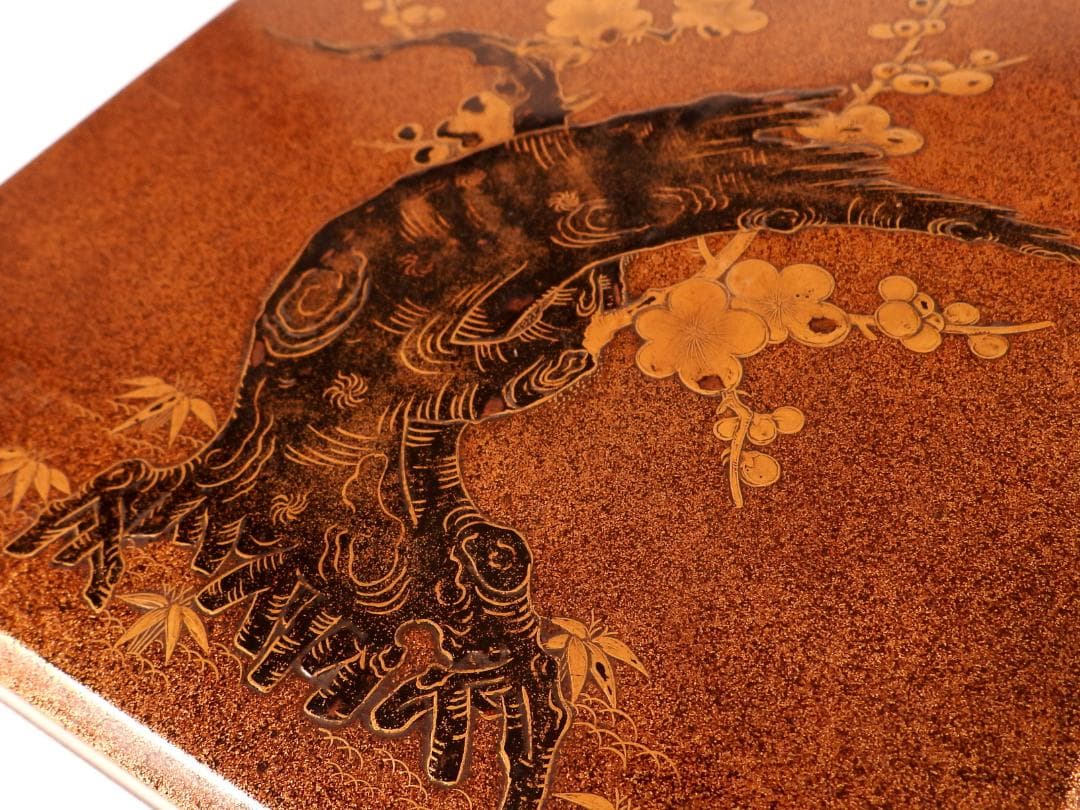 時代漆器 内金梨地 夜桜金蒔絵 硯箱一式 水滴/硯/書道具 筆墨紙硯