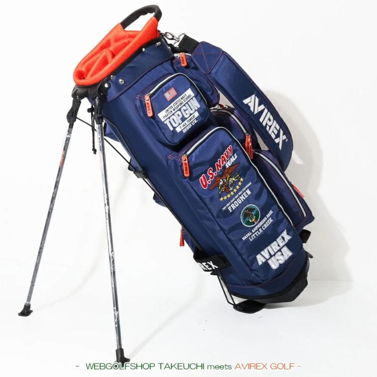 新品 AVIREX アヴィレックスゴルフ スタンド キャディバッグ ネイビー