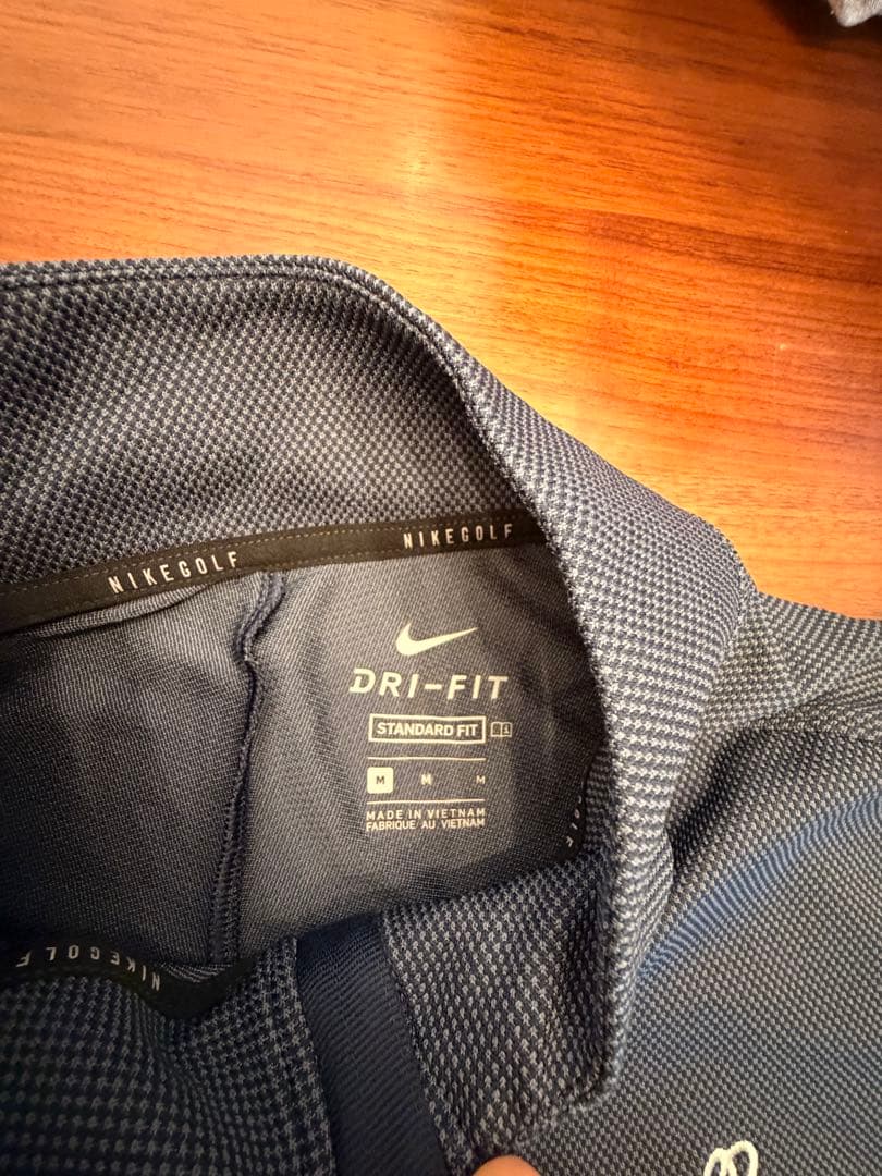 MALBON NIKE コラボダークブルー ハーフジップ 長袖シャツ