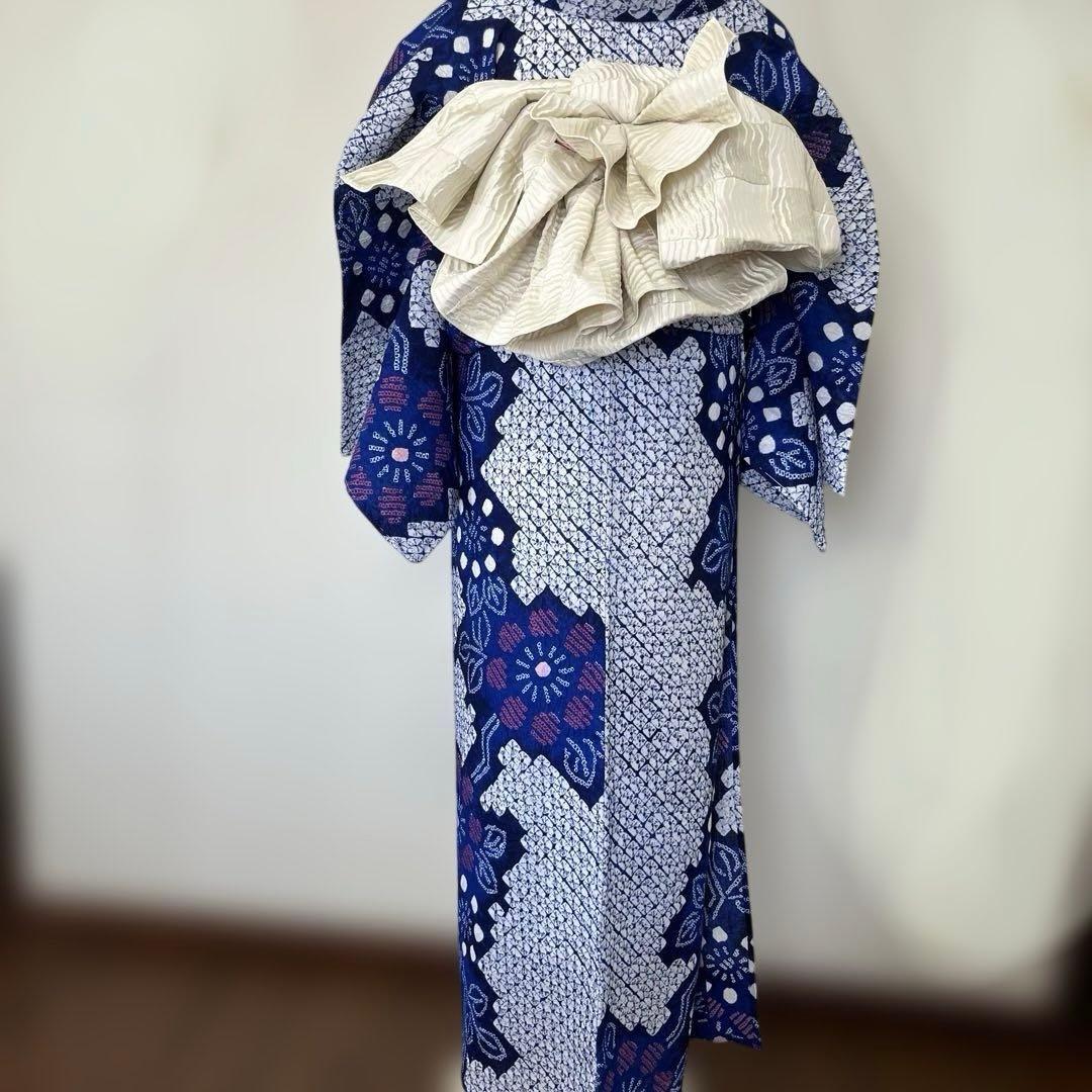 w-16 有松絞り　浴衣　美品　裄66