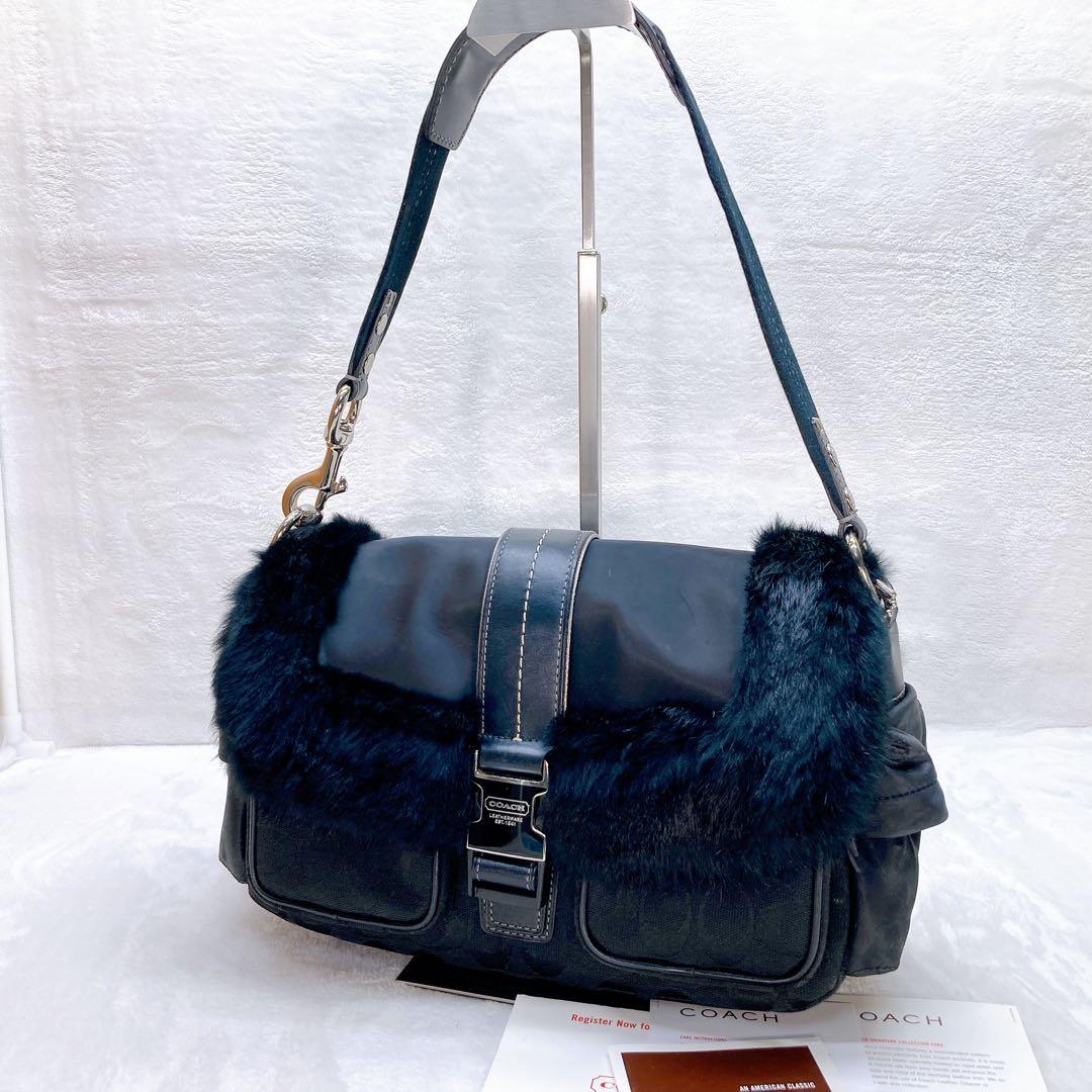 ✨美品✨COACH コーチ ラビットファー ワンショルダーバッグ y2k ロゴ