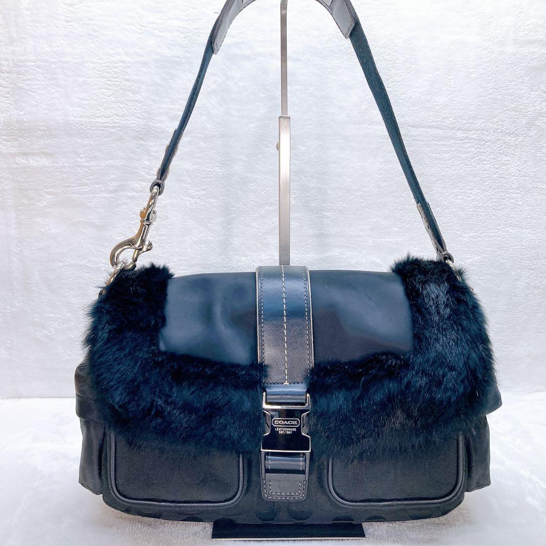 ✨美品✨COACH コーチ ラビットファー ワンショルダーバッグ y2k ロゴ