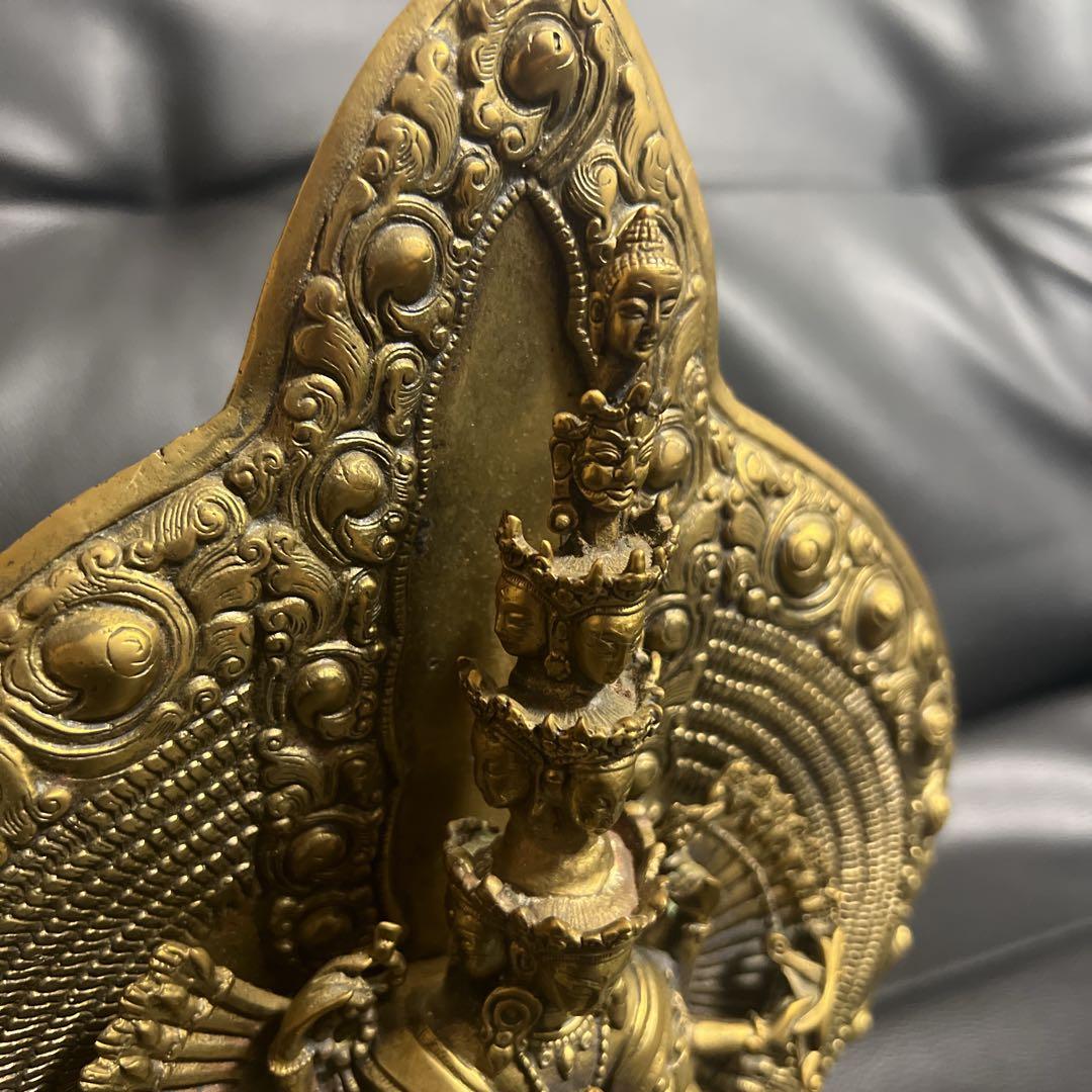 千手千眼観音菩薩 鍍金銅大仏像 チベット仏　仏教美術