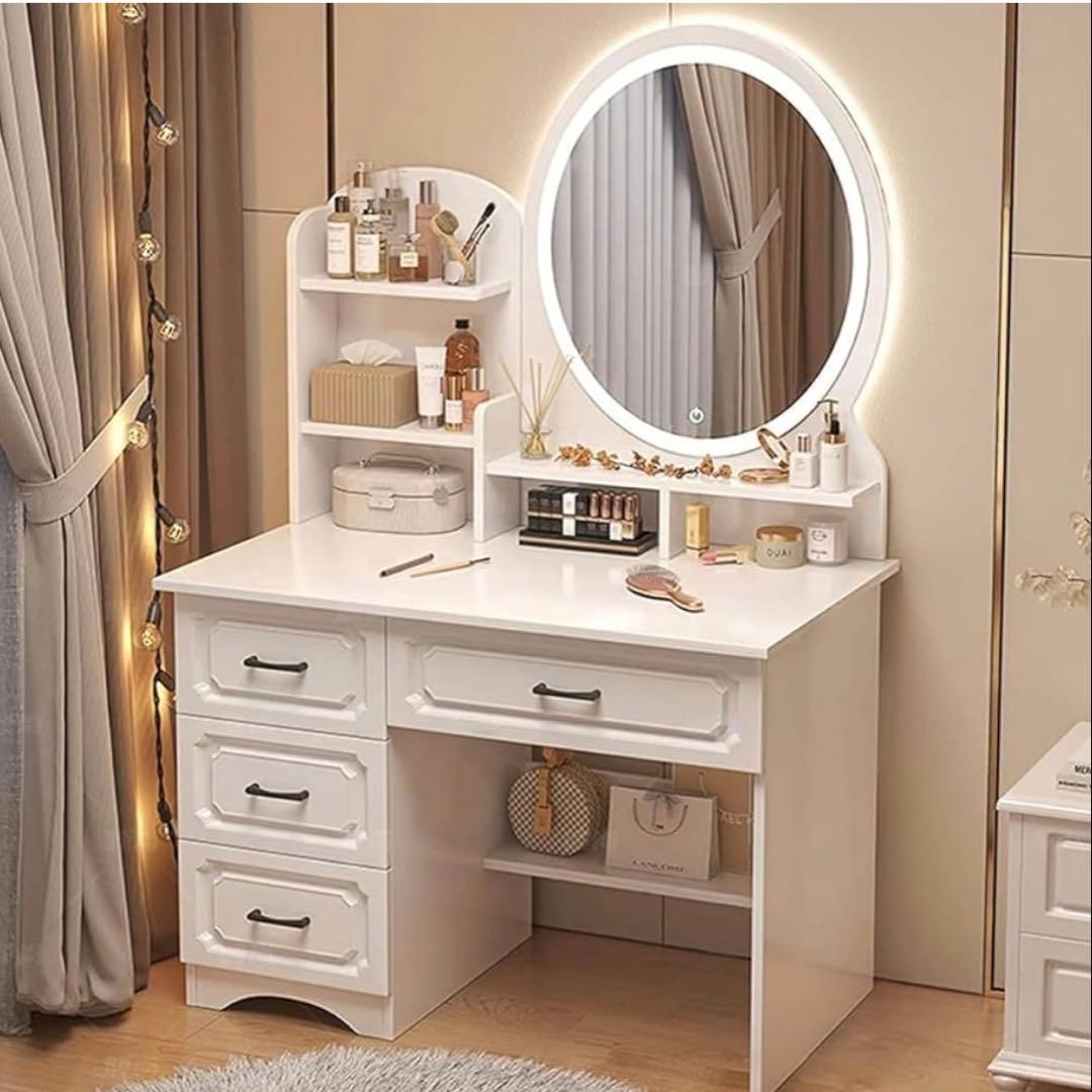 ホワイトドレッサー・鏡台・オーバルミラー