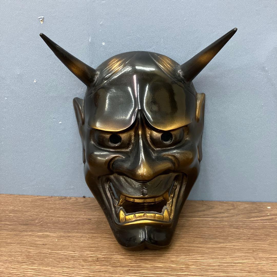 4F 昭和レトロ 般若面 壁掛け インテリア 骨董 飾り面 お面 鉄製