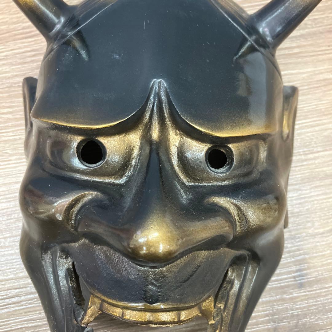 4F 昭和レトロ 般若面 壁掛け インテリア 骨董 飾り面 お面 鉄製