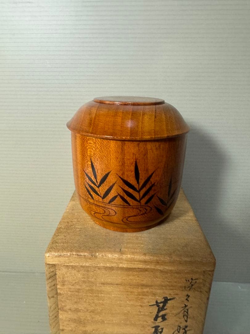 2484 茶道具　司峯作　鳥蒔絵　淡々斎好写　苫屋棗　共箱　未使用