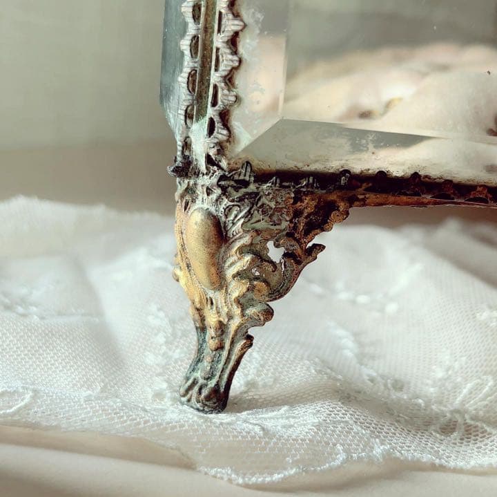 セール　フランスアンティーク　大きなジュエリーボックス　淡いピンク