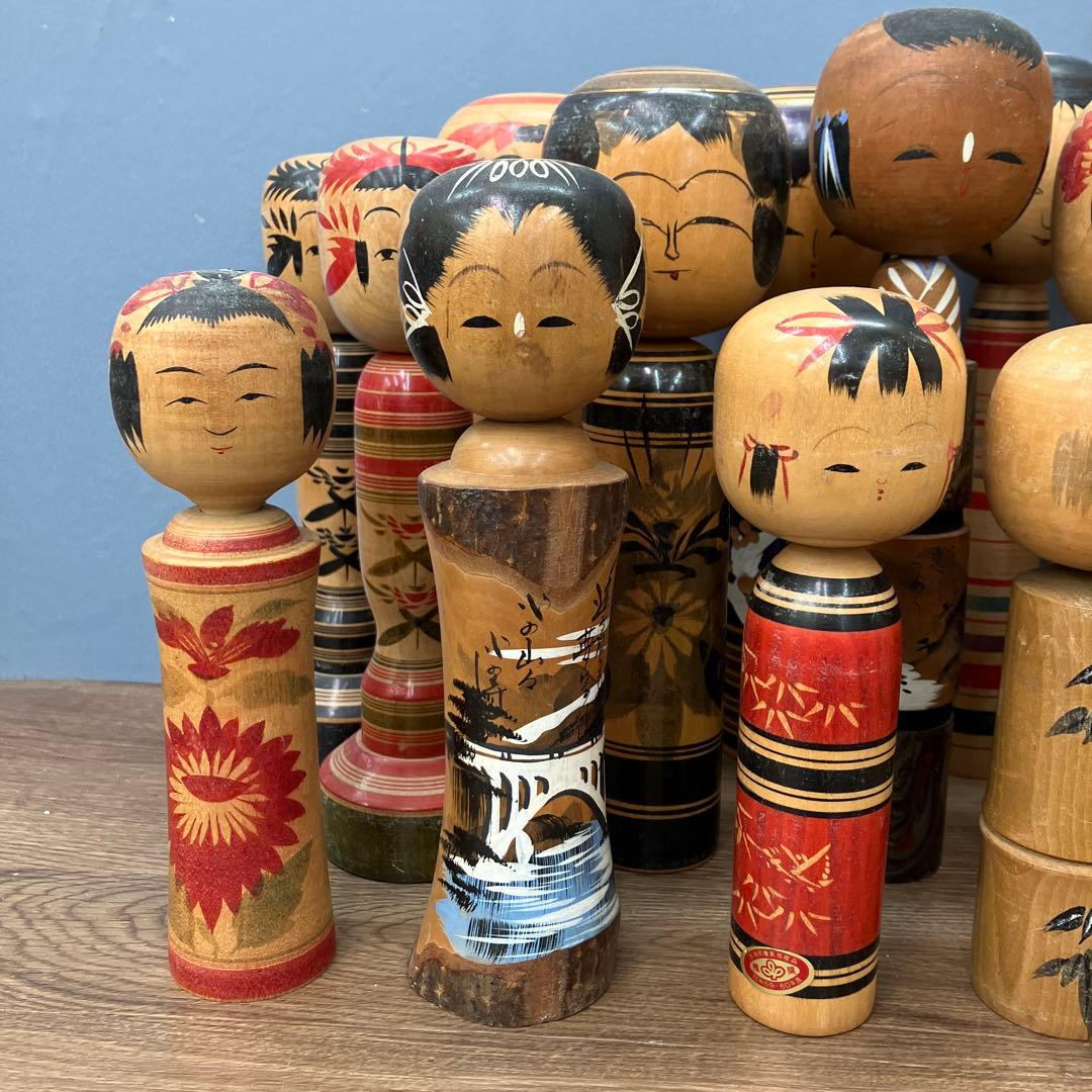 D-3 伝統こけし 創作こけし まとめ売り 18体セット 鳴子 遠刈田 置物