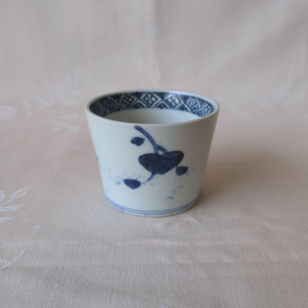 古伊万里 染付 蕎麦猪口 葵文 江戸期