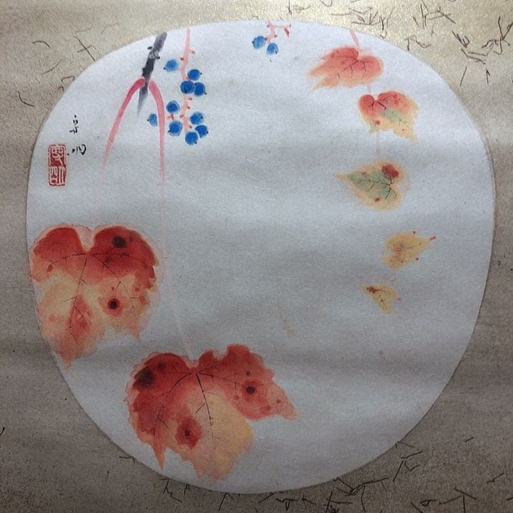 深秋　掛け軸　掛軸　共箱あり　日本画 原画 二重箱 35