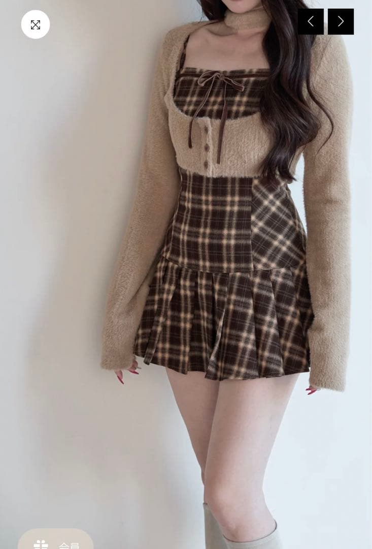 BunnyLis チェックミニワンピース