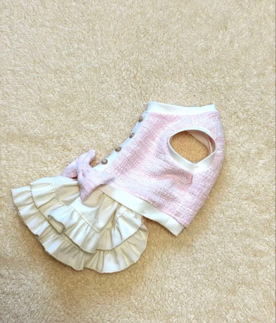 ハンドメイド　犬服　ツイードJK風ワンピース（サイズオーダー）