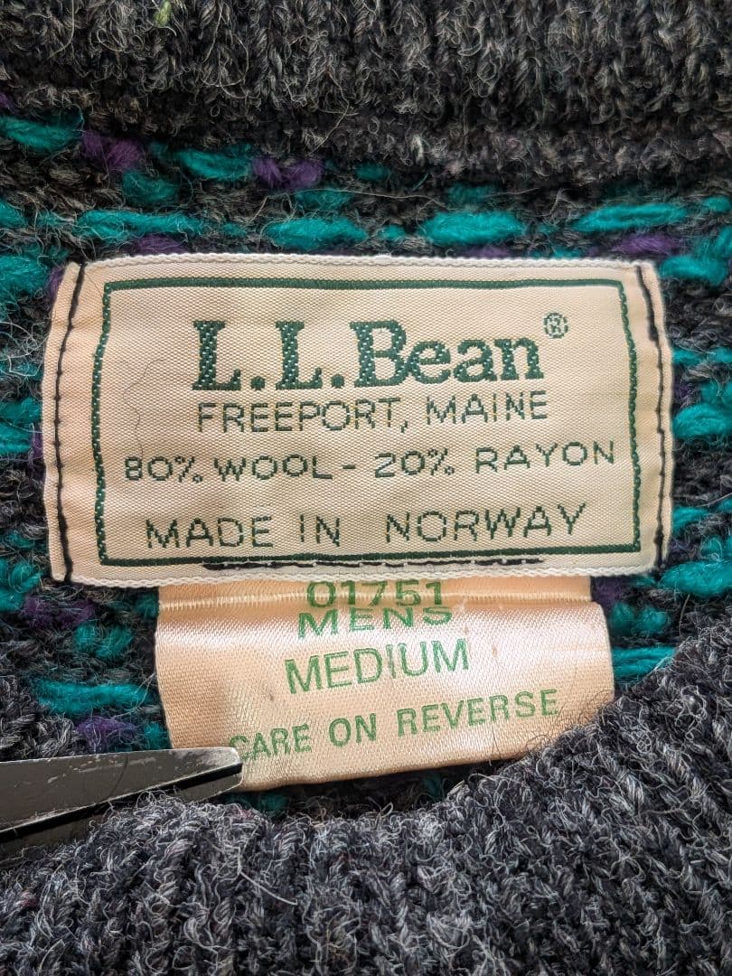 90s ノルウェー製 L.L.Bean エルエルビーン バーズアイ ニット
