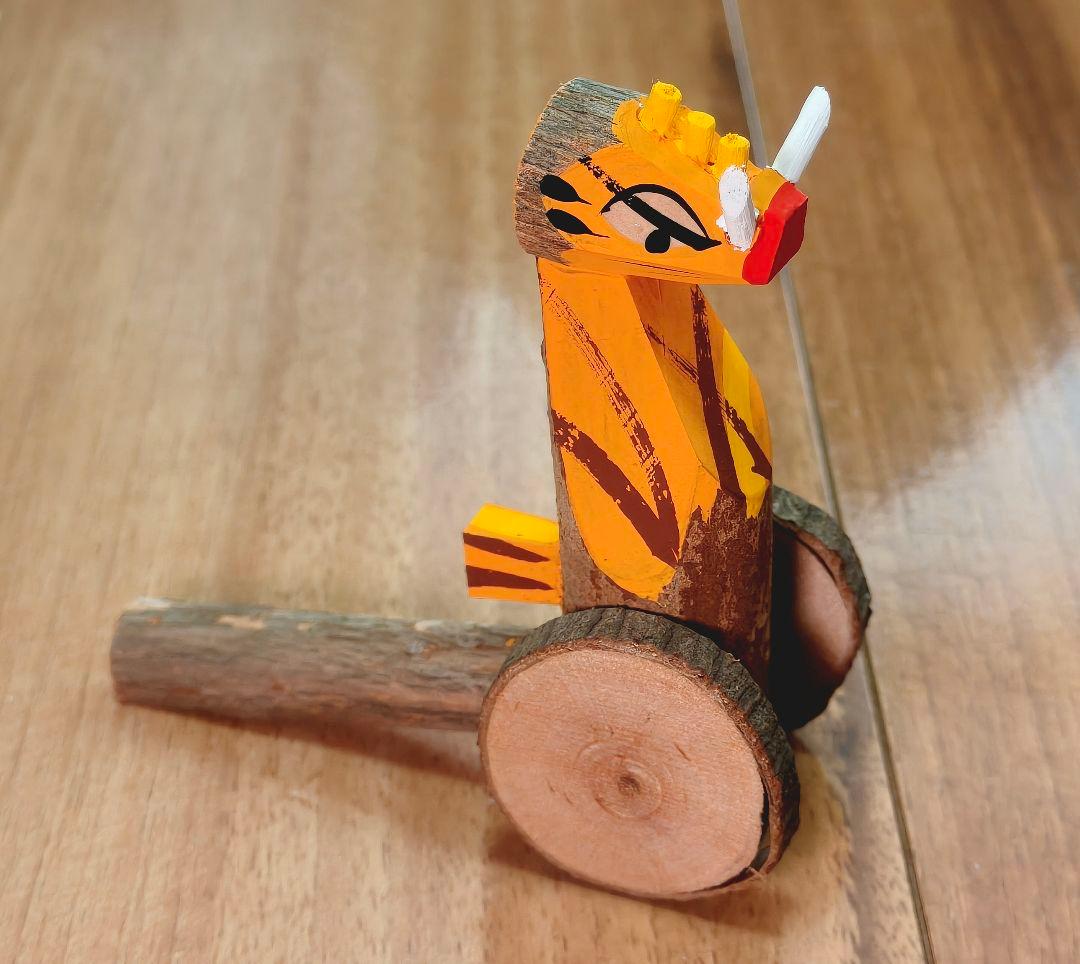 杵島山一刀彫　大八車　猪