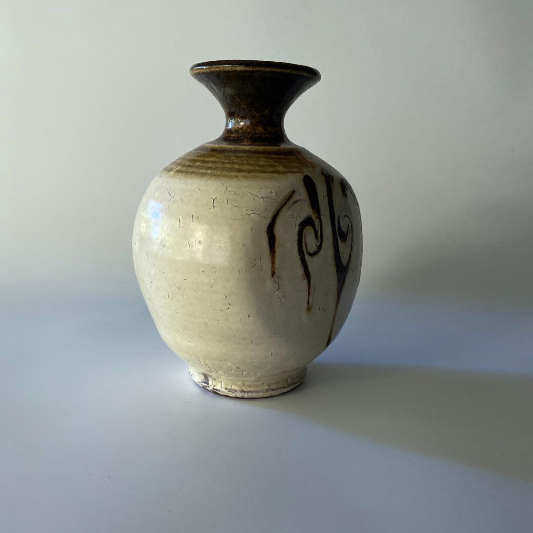 希少 舩木道忠 白釉柳文扁壼 扁壼 壺 花瓶 花器 共箱付き 舩木研兒