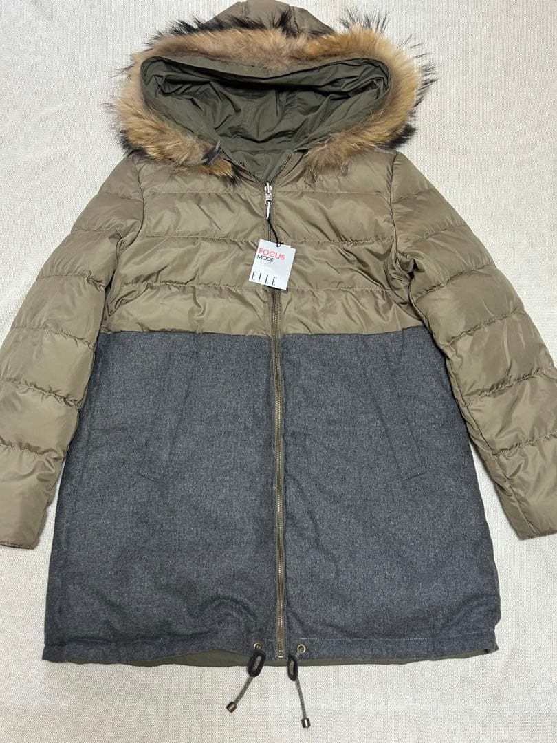 【新品】ELLE カーキ　モッズコート リバーシブル　size40