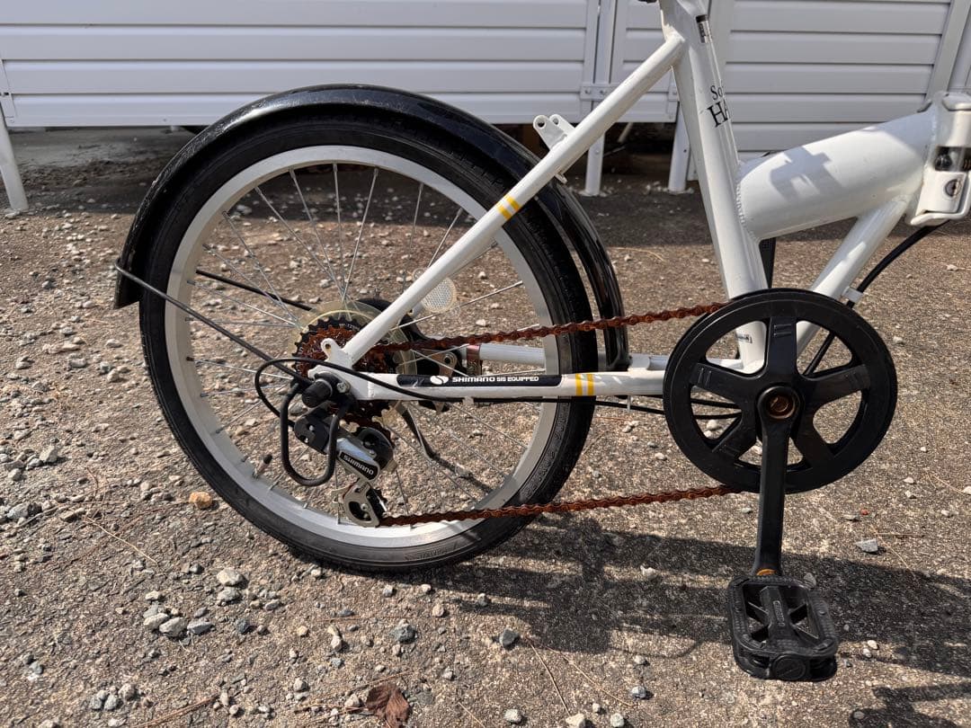 ホワイト折りたたみ自転車 前面バスケット付き(ソフトバンクホークス限定モデル)
