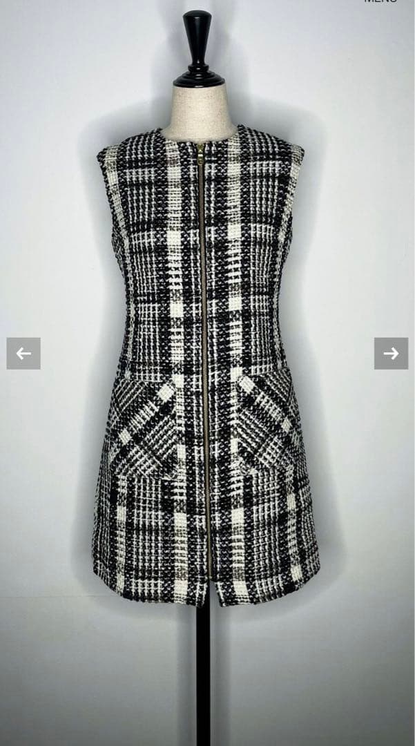 Sheller‪‪❤︎‬フロントZIPツイードドレス