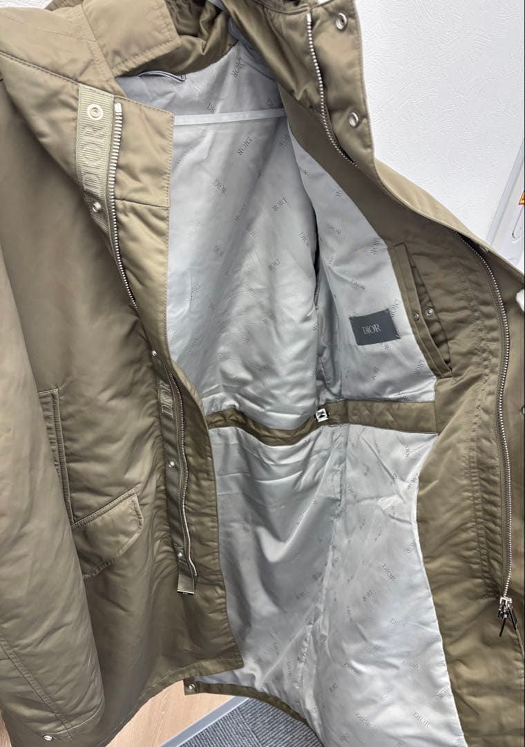 極美品 Dior ディオール 1947刺繍 ナイロン フーデッドコート 48