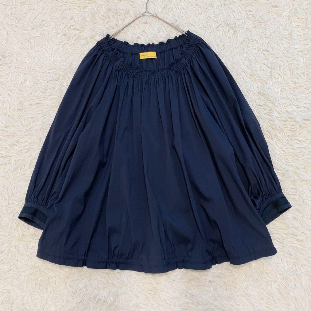 【美品】レリアン 中村江里子 大きいサイズ ギャザーブラウス バルーンスリーブ