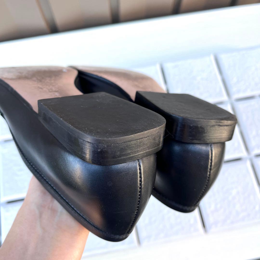 38 PELLICO ビット　ローファ　黒　フラット　ぺたんこ　24.5