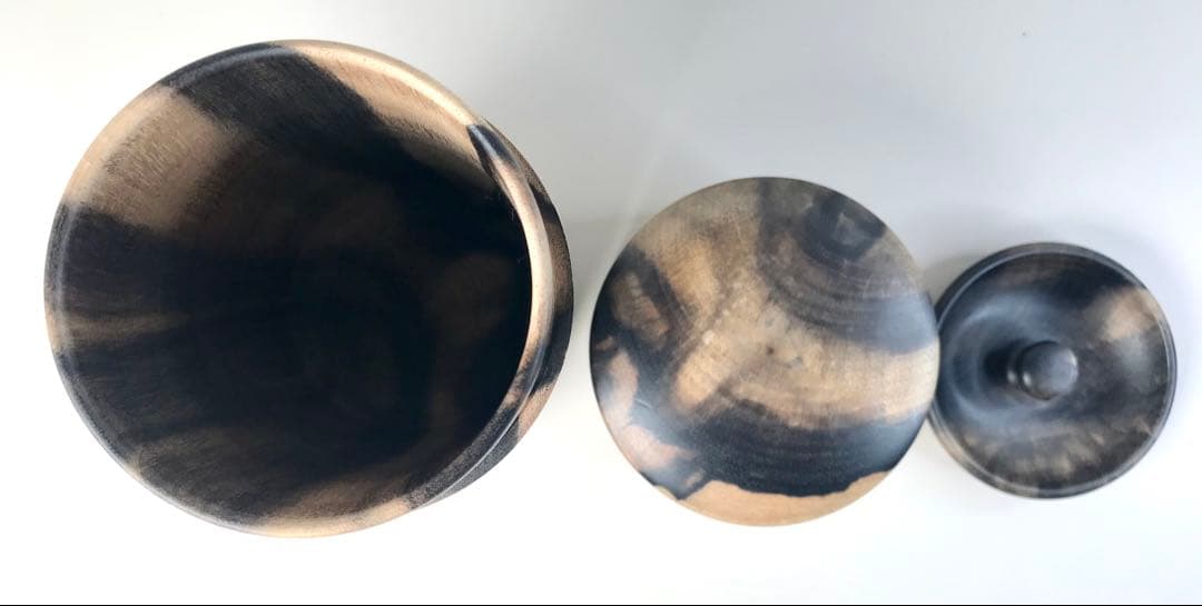 未使用 西羽製作 黒柿製 茶筒 煎茶道具 黒柿 古木造