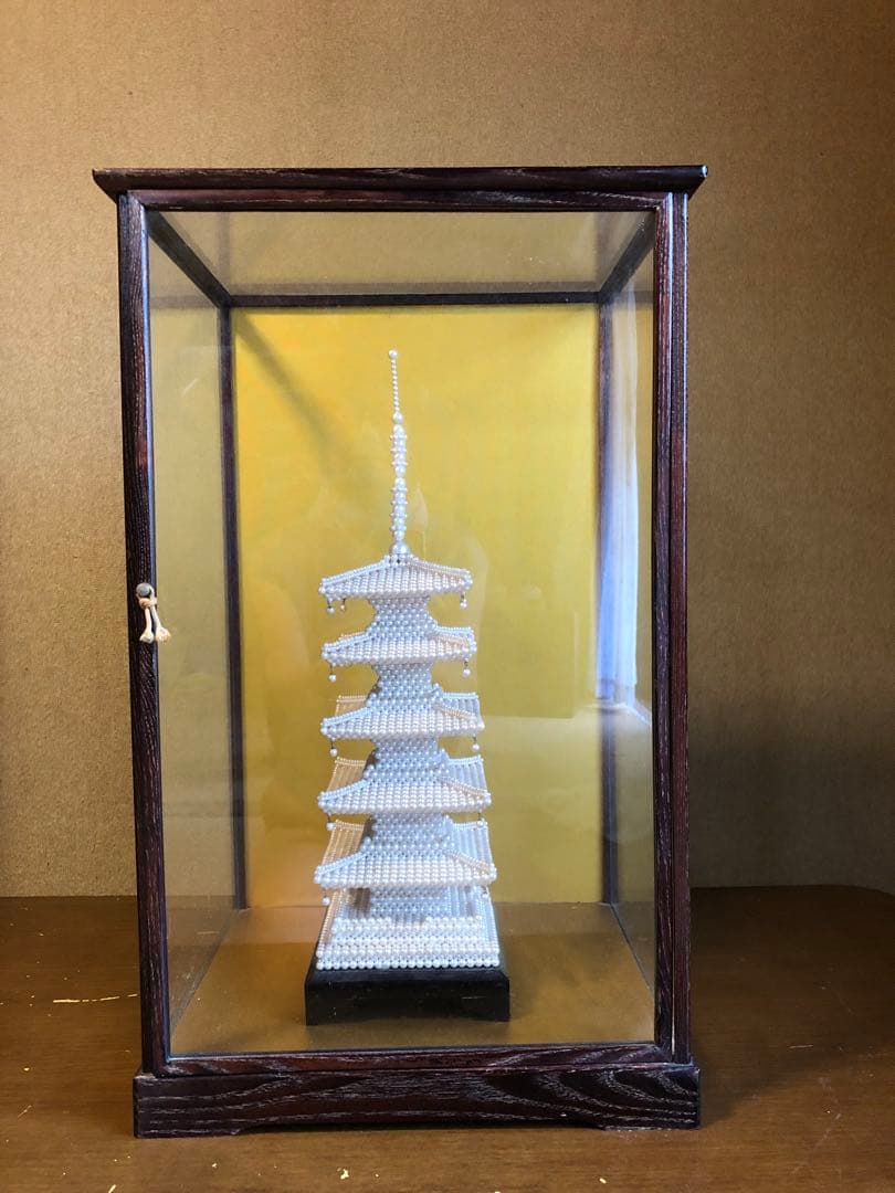 真珠　五重塔　模型　ガラスケース付き