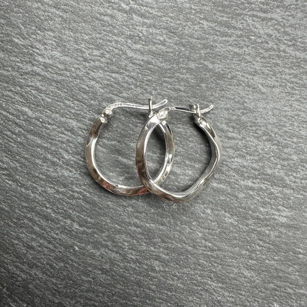 シルバー925 silver 歪みフープピアス/軽研磨仕上げ